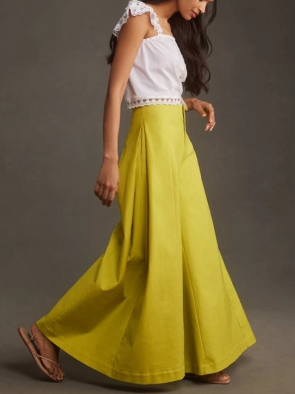 Maeve A-Line Palazzo Pants Lime Green 6P NWOT